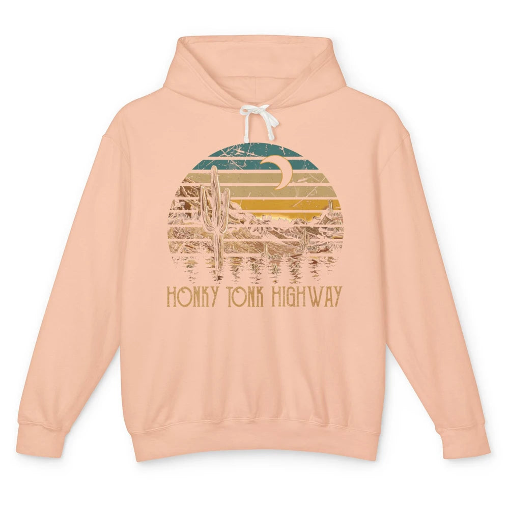 Highway Desert Cactus Desert Western Moon Music Cowboy Rodeo Unisex Lightweight Hoodie