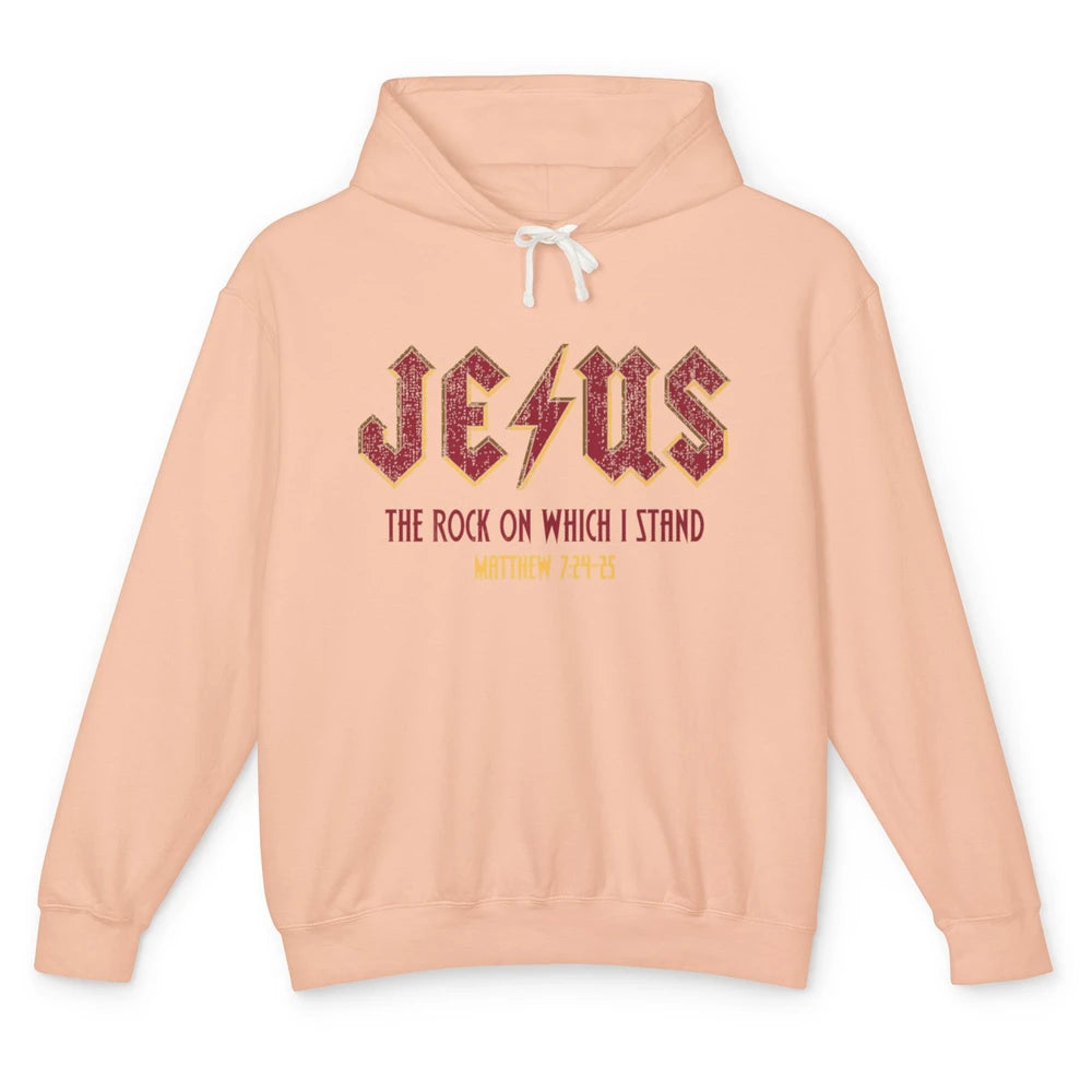 Retro Jesus The Rock On Which I Stand Faith Christian God Unisex Lightweight Hoodie