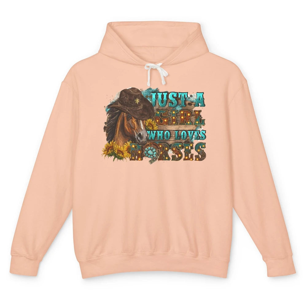 Floral Horse Mom Just A Girl Who Loves Horses Western Cowboy Unisex Lightweight Hoodie