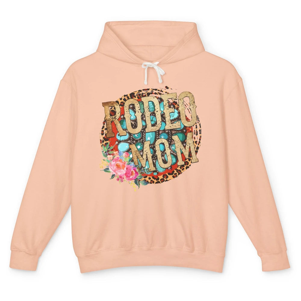 Floral Leopard Rodeo Mom Turquoise Western Country Cowgirl Unisex Lightweight Hoodie