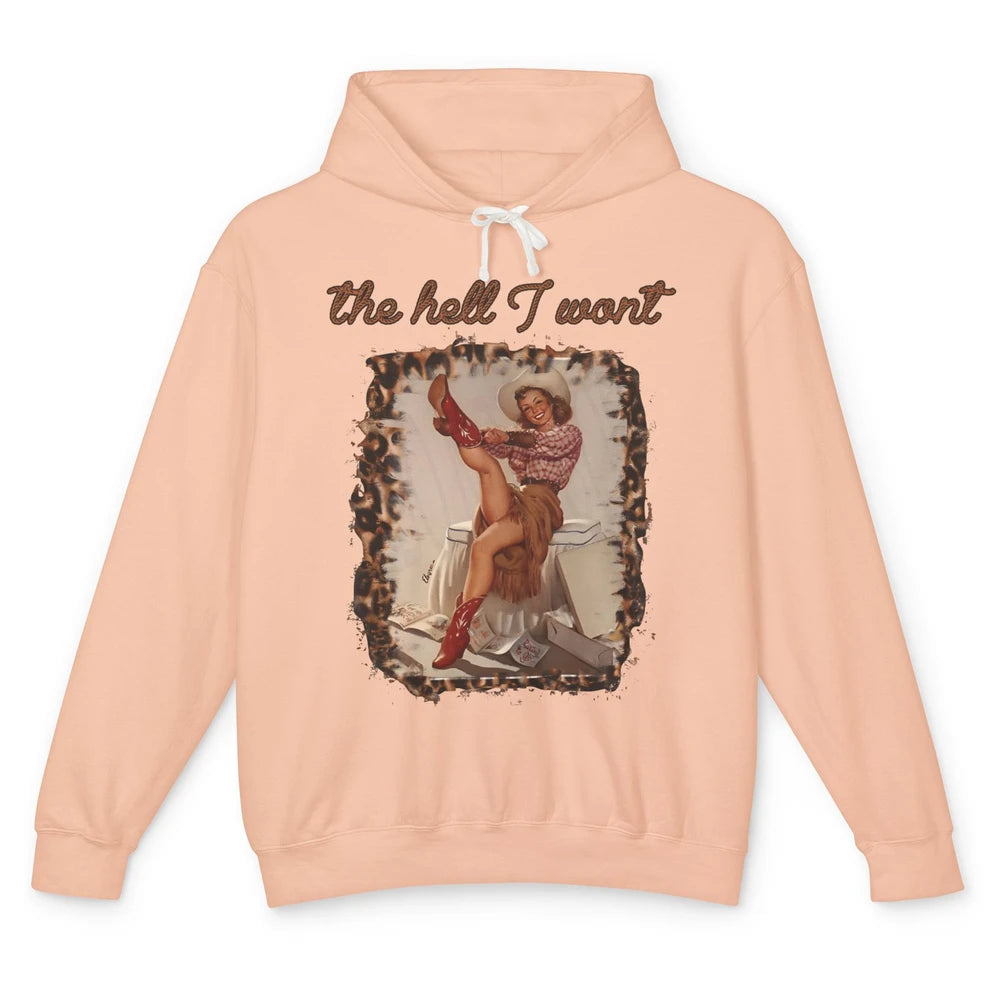 Leopard Boho Cowgirl Boots The Hell I Won't Western Country Unisex Lightweight Hoodie