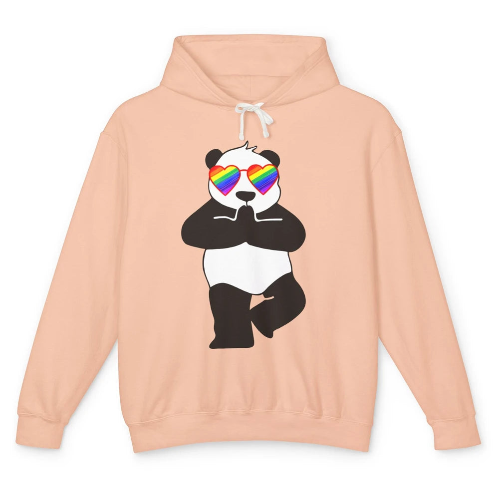 Yoga Panda LGBT Gay Pride Month Rainbow Sunglasses Love Unisex Lightweight Hoodie