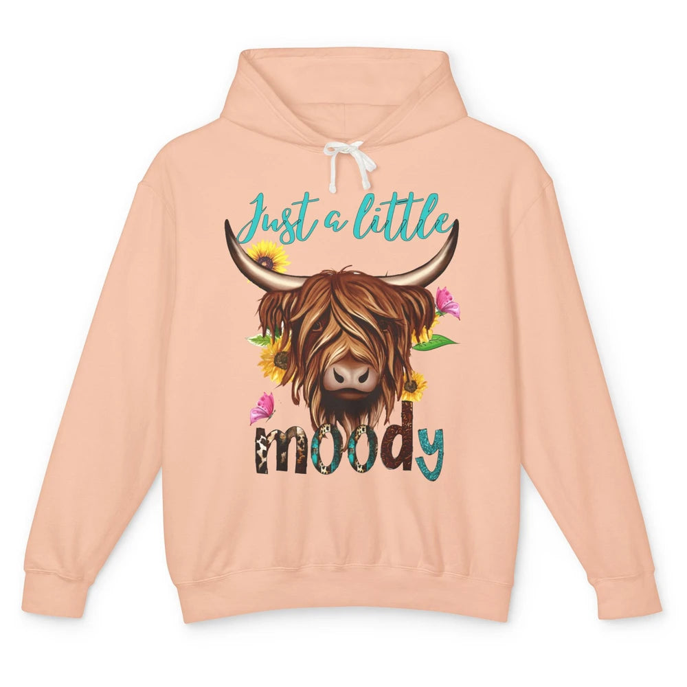 Funny Heifer Cow Just A Little Moody Leopard Western Country Unisex Lightweight Hoodie