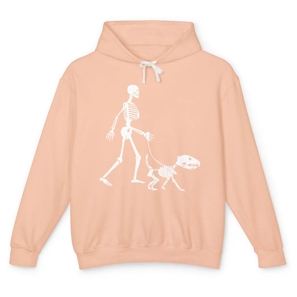 Funny Dog Lover Skeleton Halloween Spooky Death Skull Unisex Lightweight Hoodie