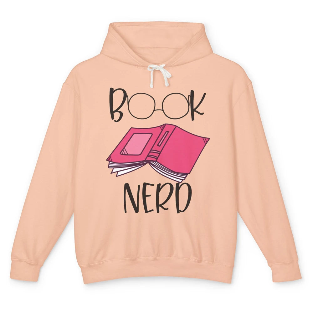 Funny Book Lovers Book Nerd Reading Glasses Librarian Girl Unisex Lightweight Hoodie