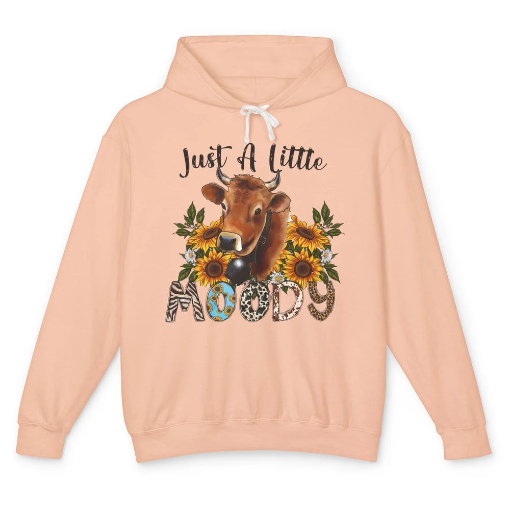 Sunflower Cow Just A Little Moody Leopard Western Country Unisex Lightweight Hoodie