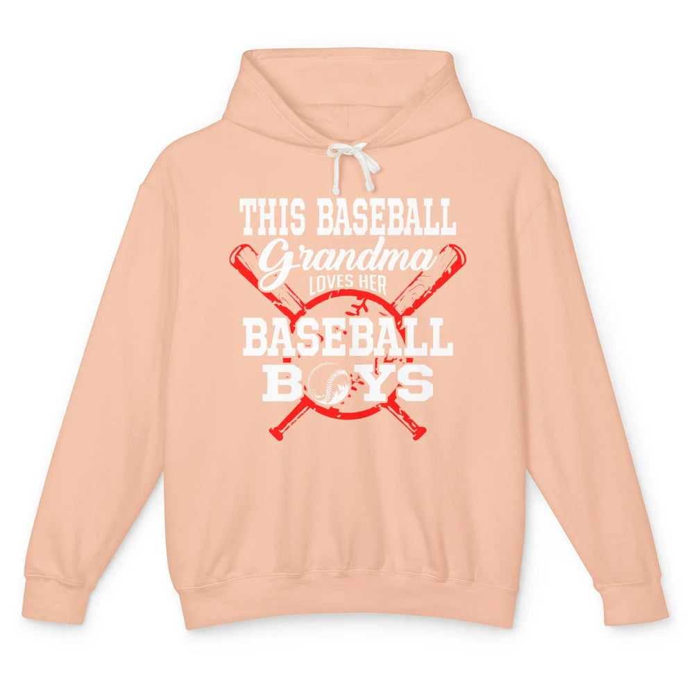 Baseball Grandma Loves Her Baseball Boys Proud Baseball Nana Unisex Lightweight Hoodie