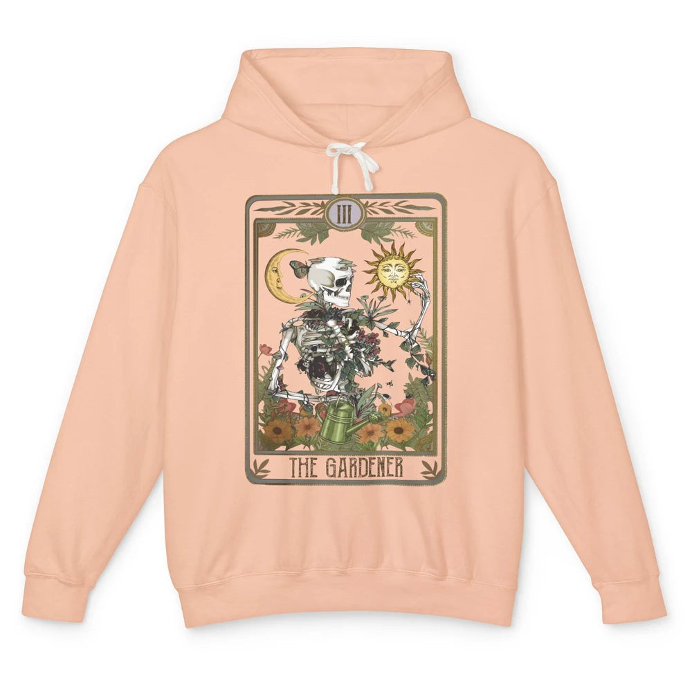 Floral Skeleton Gardening Tarot The Gardener Plant Lovers Unisex Lightweight Hoodie