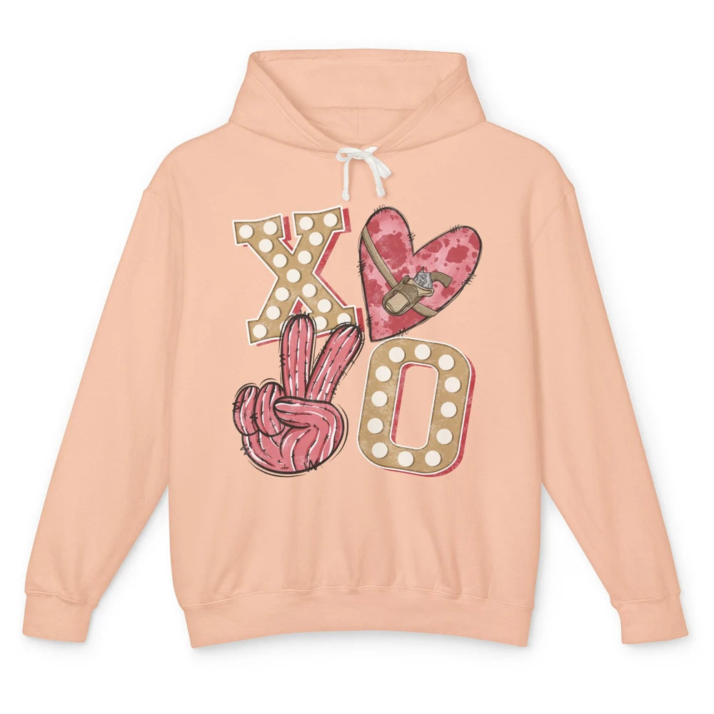 XOXO Hugs And Kisses Leopard Heart Cowboy Love Rodeo Western Country Unisex Lightweight Hoodie