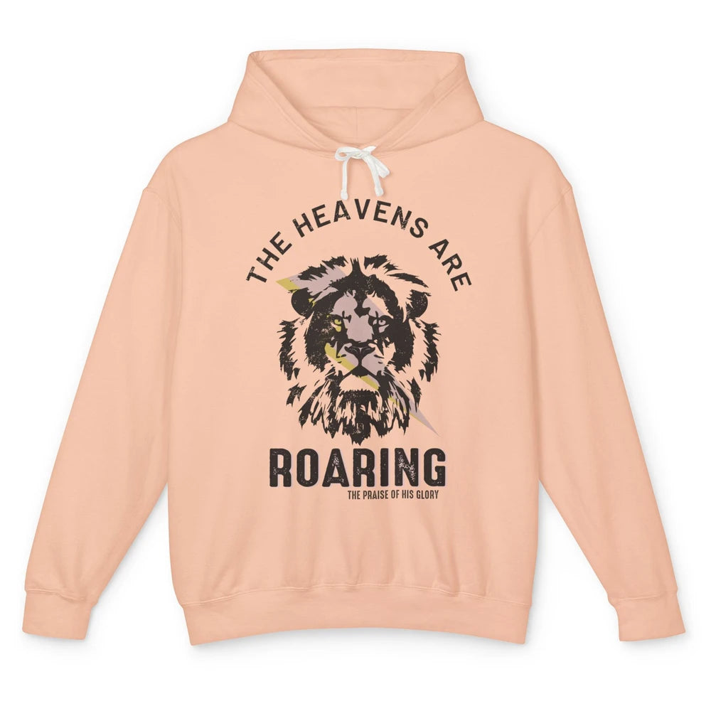 Lion Lightning Bolt Heavens Are Roaring Christian Catholic Unisex Lightweight Hoodie