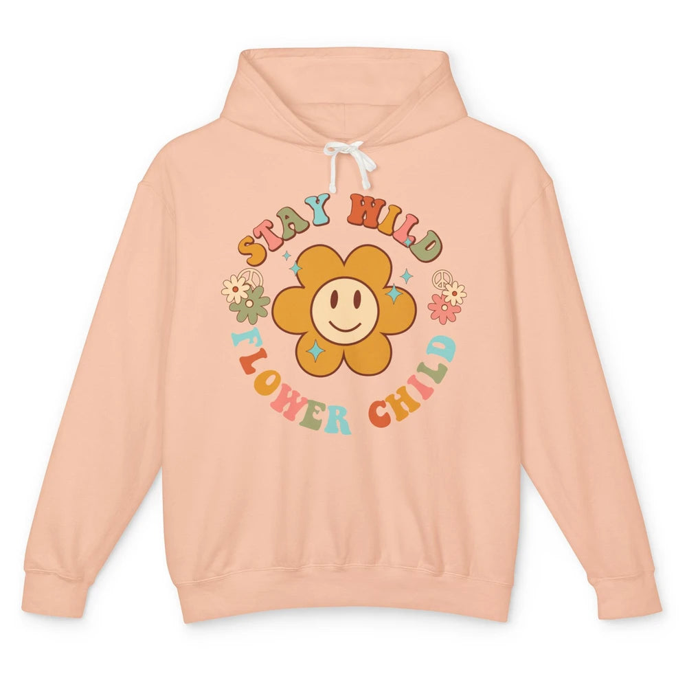 Groovy Stay Wild Flower Child Mental Health Daisy Flowers Unisex Lightweight Hoodie