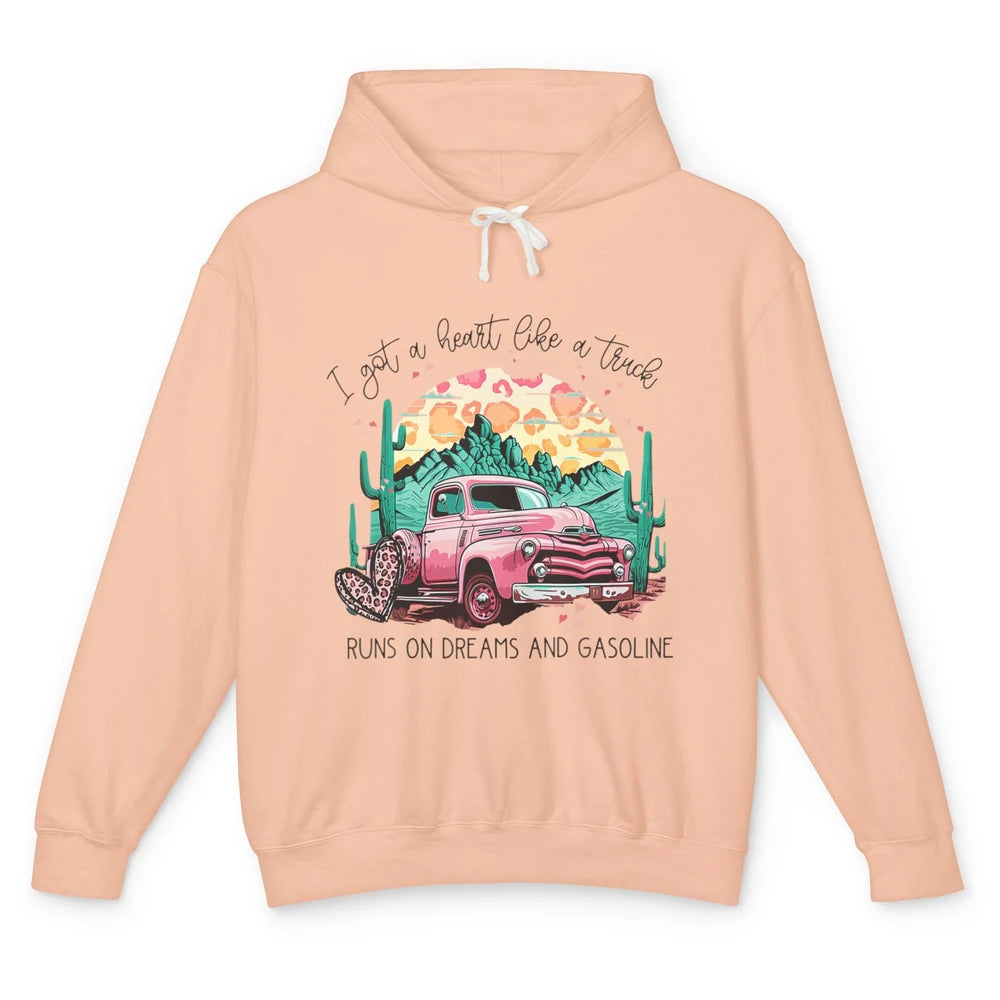 Western Sunset Cowgirl I Got Heart Like Truck Rodeo Cactus Unisex Lightweight Hoodie