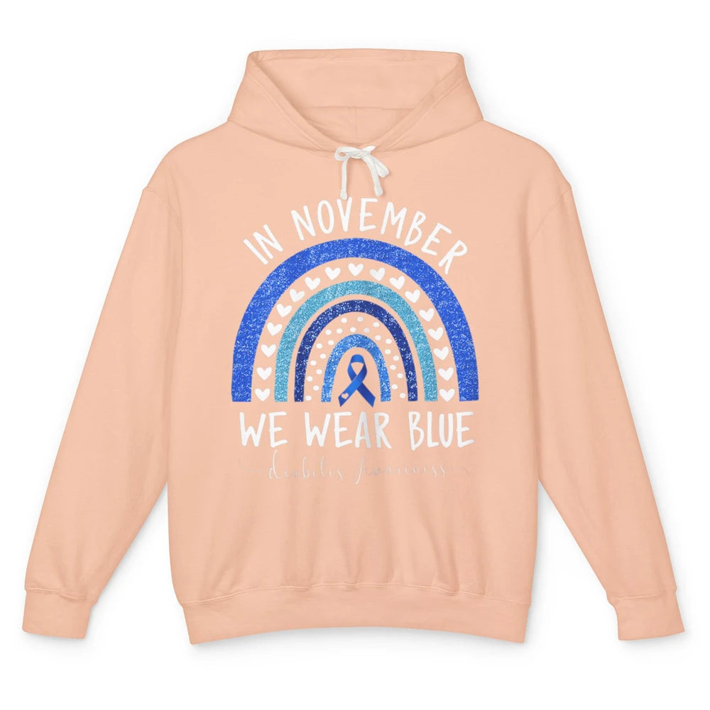 November Wear Blue Diabetes Awareness Rainbow Diabetic T1D Unisex Lightweight Hoodie