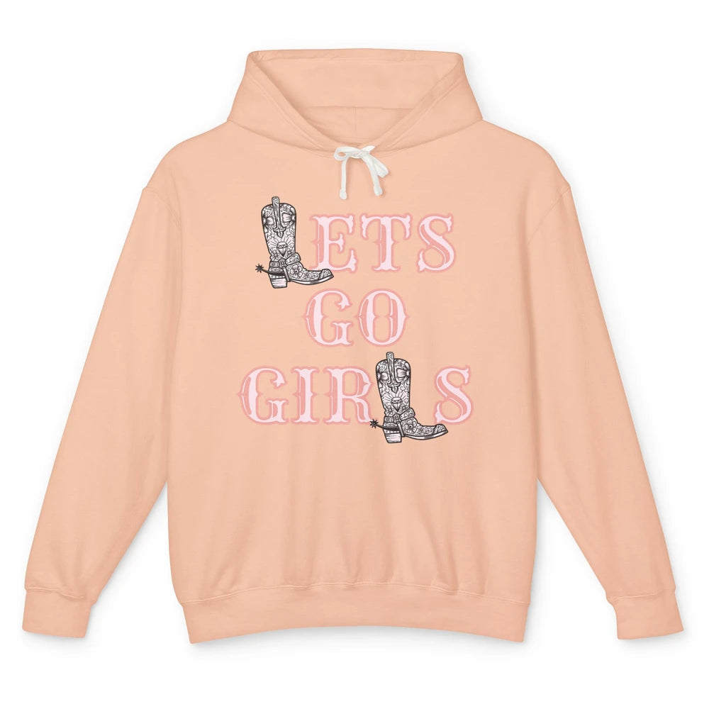 Cool Lets Go Girl Cowgirl Cowboy Boots Western Vintage Rodeo Unisex Lightweight Hoodie