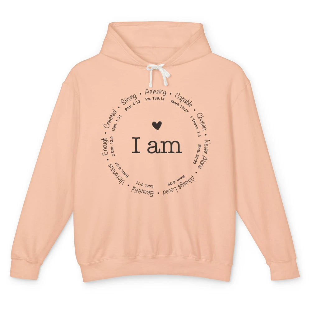 I Am Inspirational Bible Verse Christian Faith Religious Unisex Lightweight Hoodie