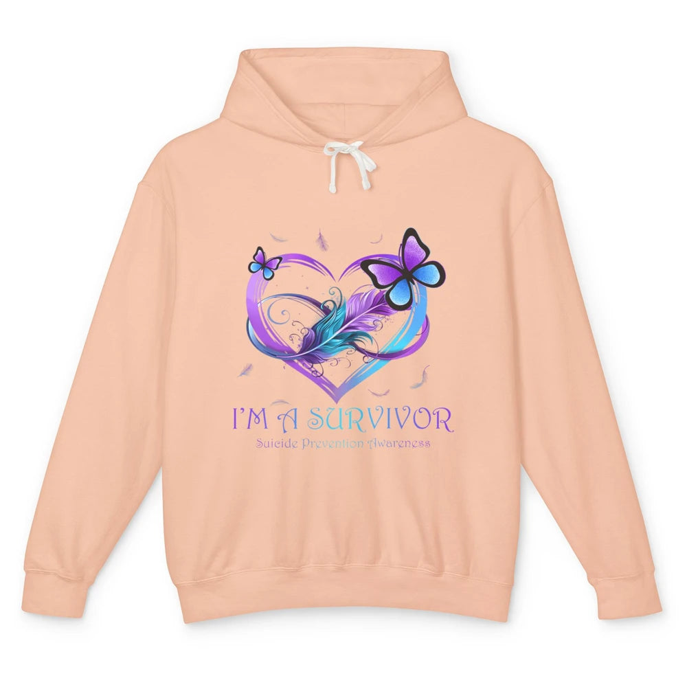 Survivor Purple Teal Heart Love Suicide Prevention Awareness Unisex Lightweight Hoodie