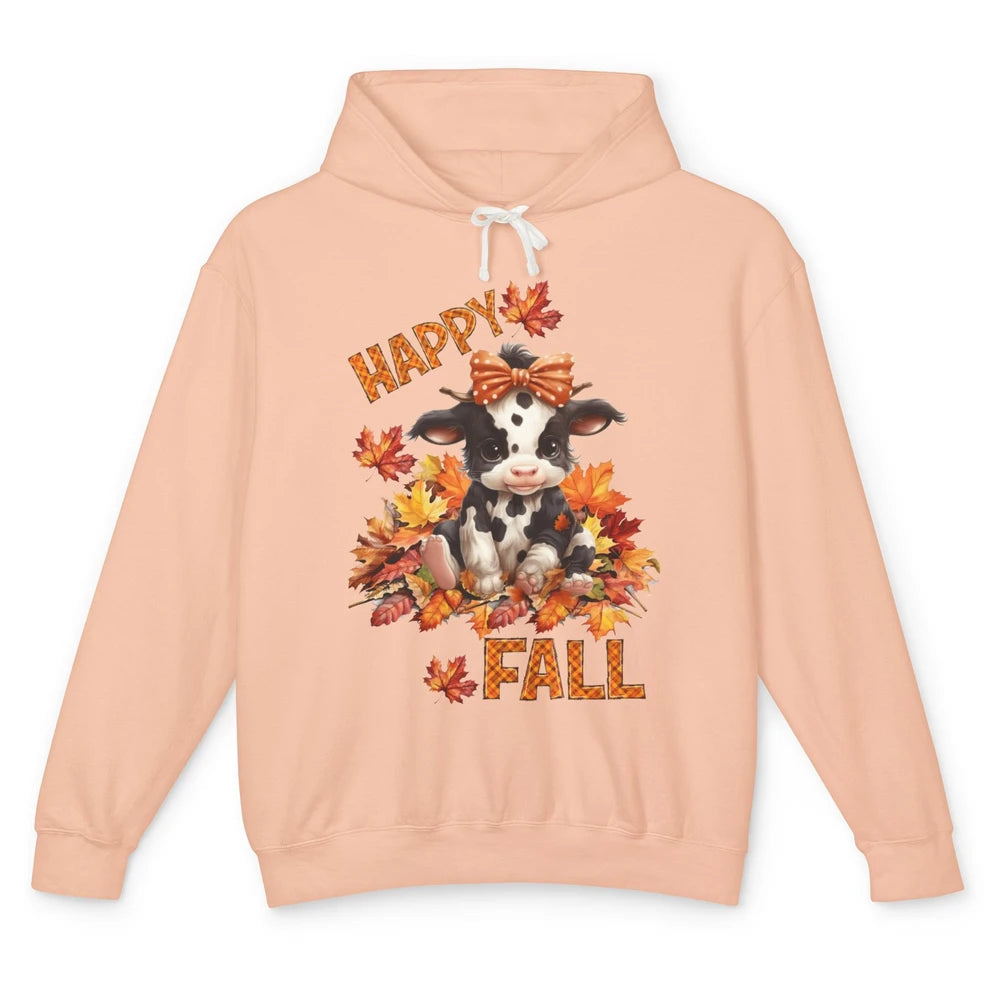 Cute Baby Cow Bandana Hay Fall Pumpkin Thanksgiving Autumn Unisex Lightweight Hoodie