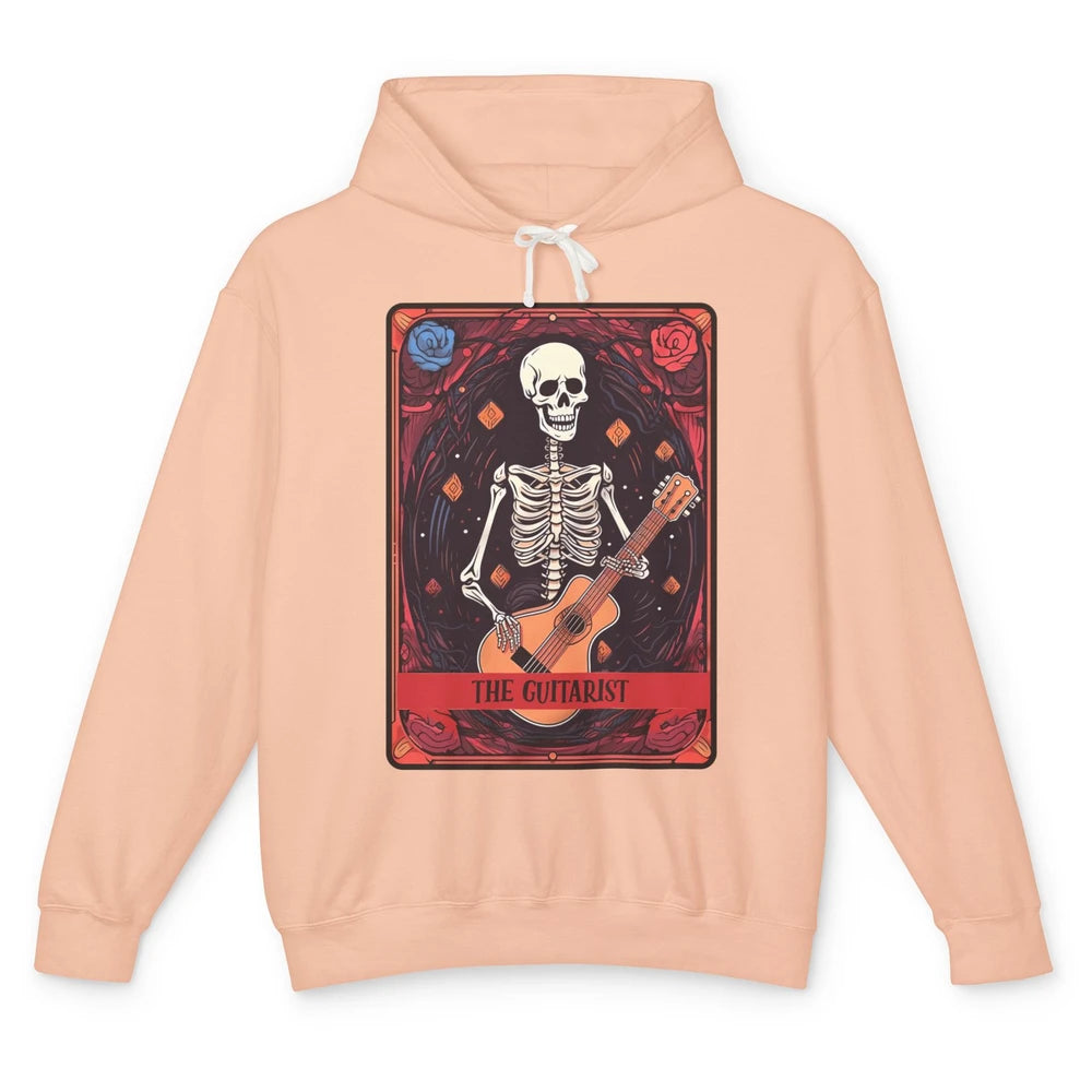 Retro Skeleton Musician The Guitarist Tarot Card Halloween Unisex Lightweight Hoodie