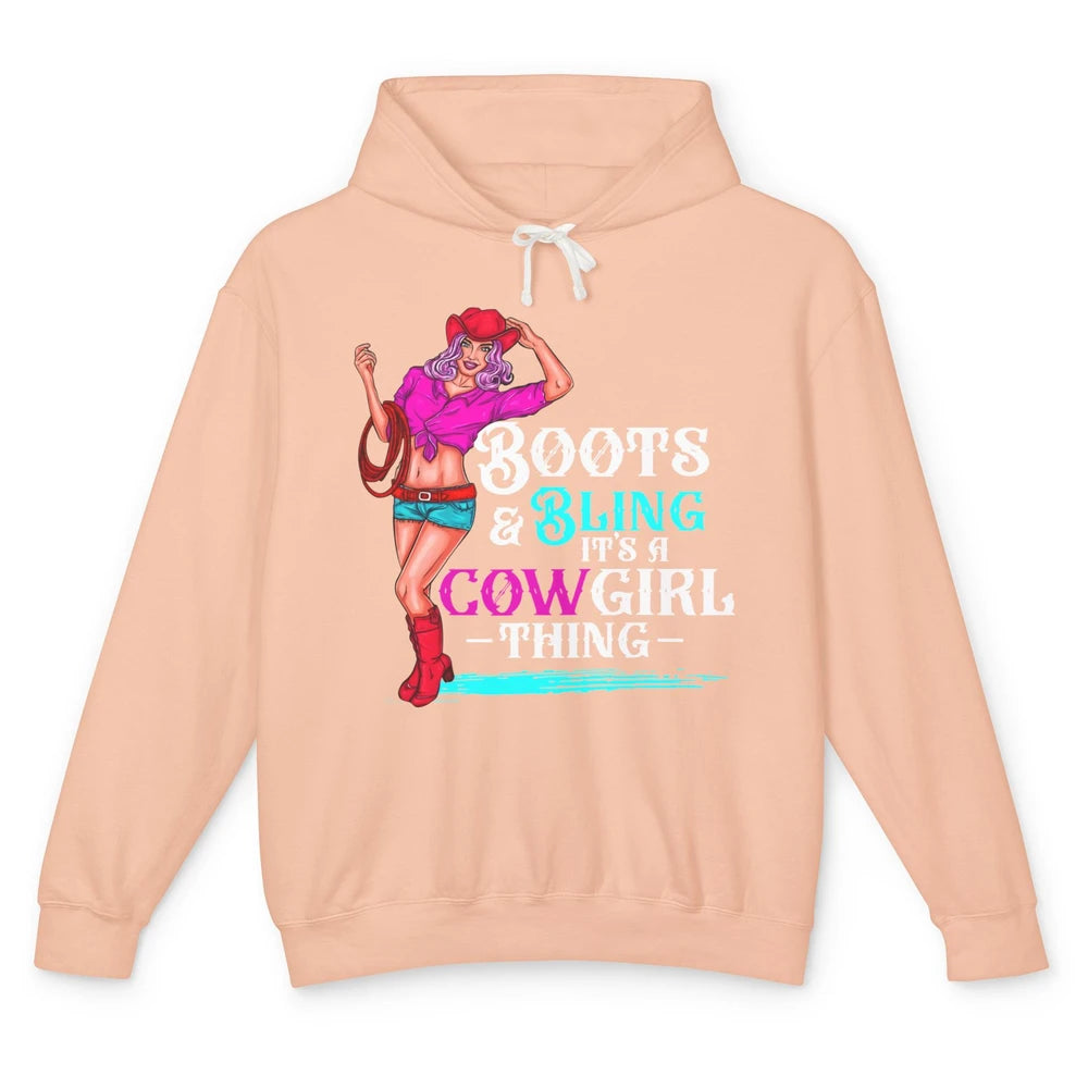 Cowgirl Boots And Bling It's Cowgirl Things Western Country Unisex Lightweight Hoodie