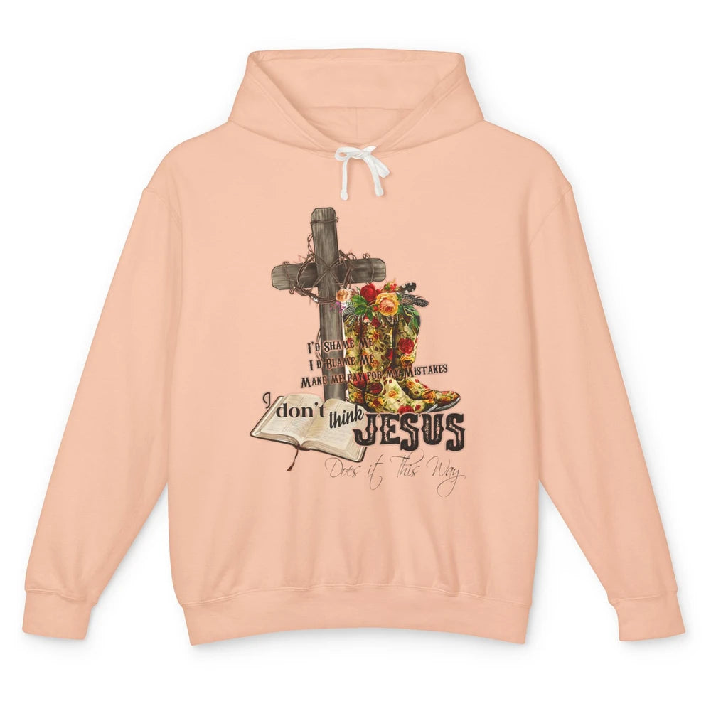 Floral Cowgirl Boots Jesus Done It Cross Faith Bible Verse Unisex Lightweight Hoodie