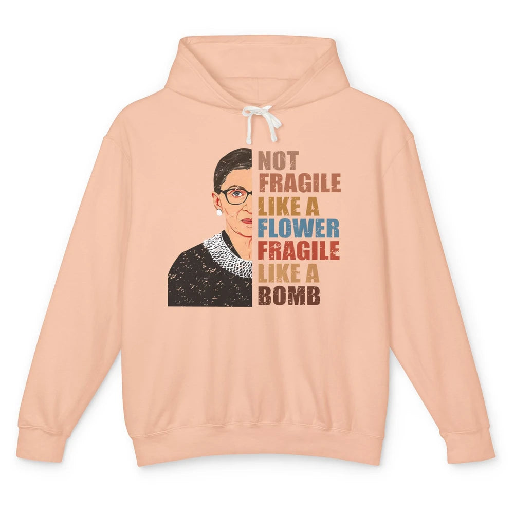 Retro Notorious RBG Fragile Like A Bomb Feminist Women Right Unisex Lightweight Hoodie