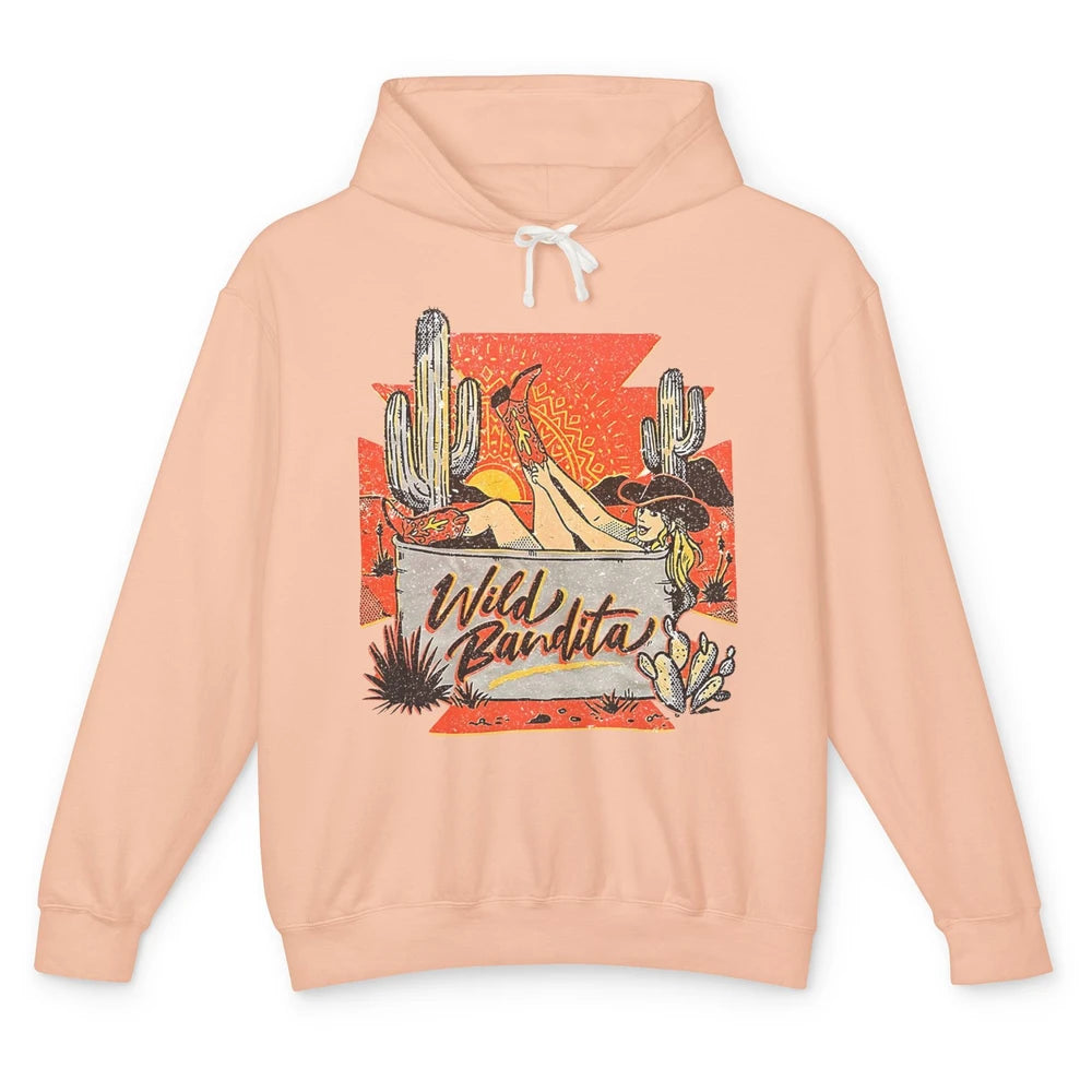 Retro Desert Cactus Cowgirl Wild Bandita Western Country Unisex Lightweight Hoodie