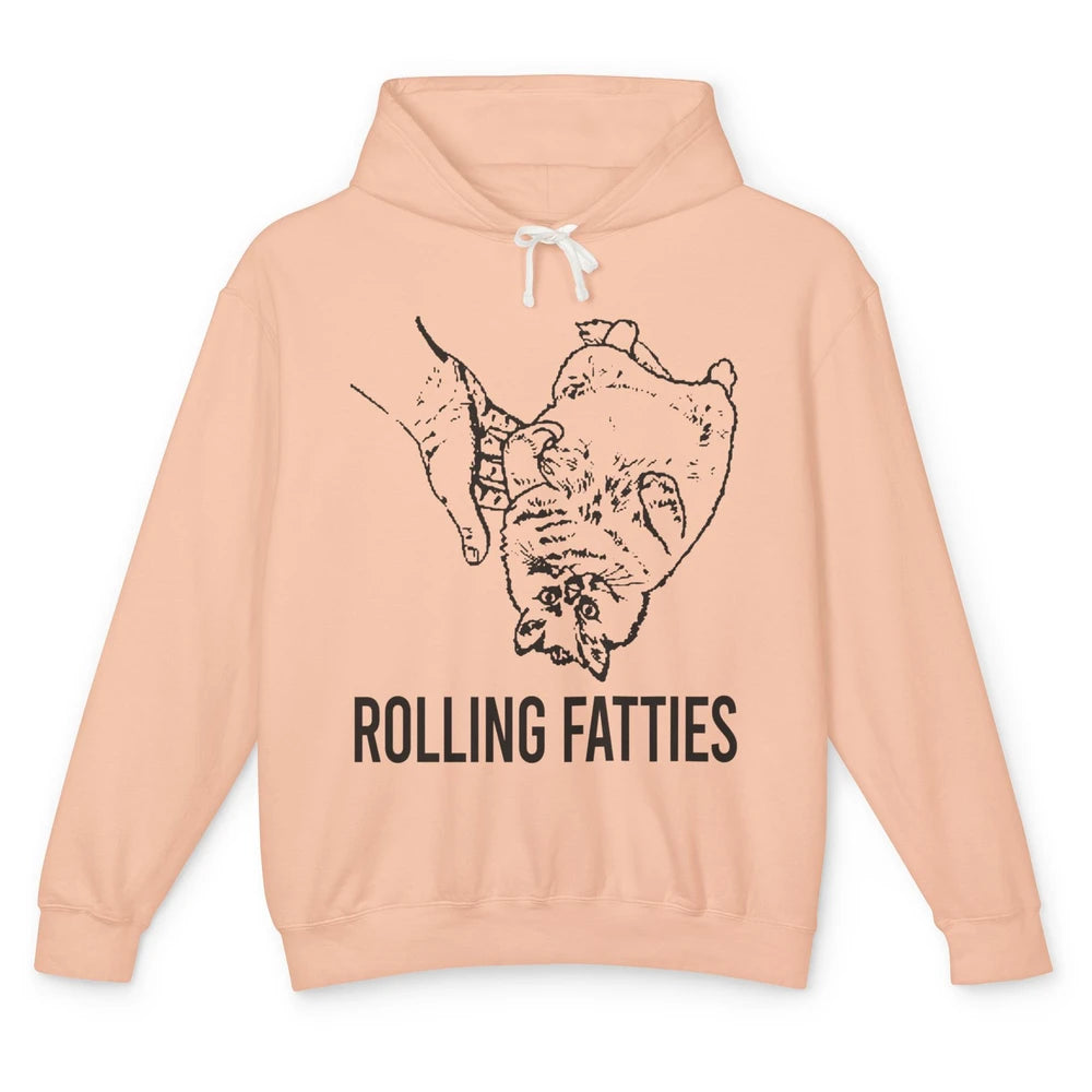 Rolling Fatties Funny Cat Cute Kitten Minimalist Graphic Paw Unisex Lightweight Hoodie