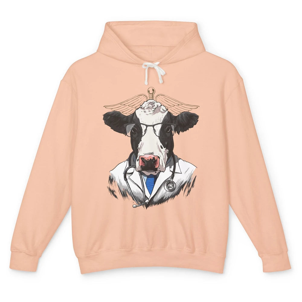 Funny Cow Vet Doctor Physician Surgeon Vet Tech Veterinarian Unisex Lightweight Hoodie