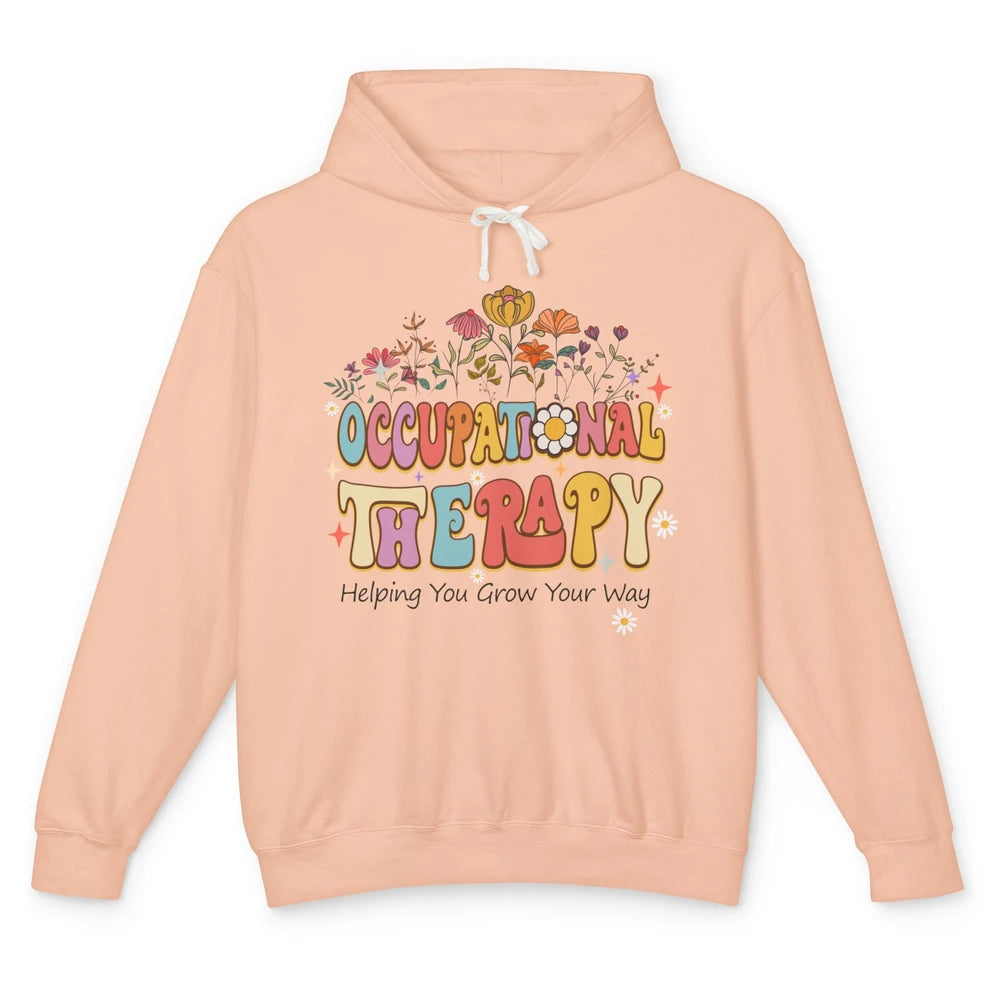 Groovy Occupational Therapy OT Therapist Wildflower Daisy Unisex Lightweight Hoodie