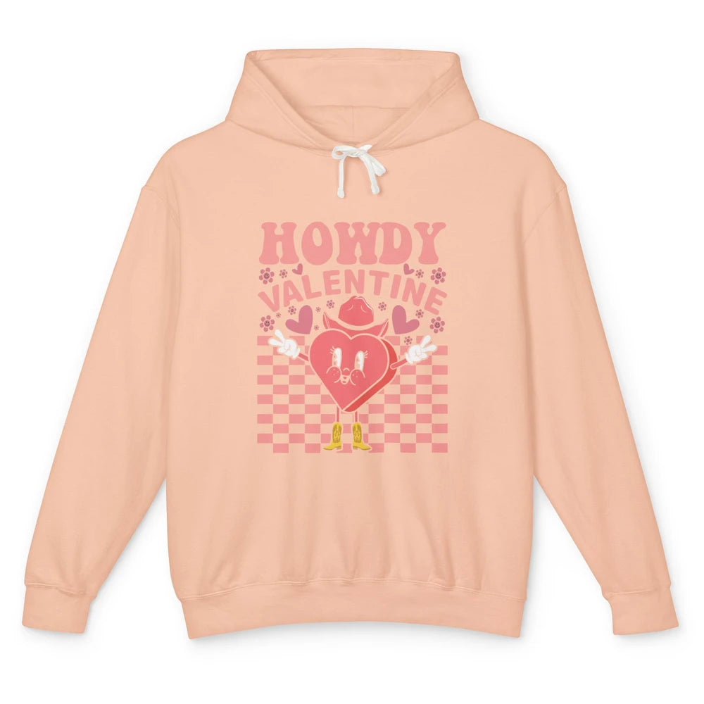 Happy Valentines Day Heart Cowboy Groovy Howdy Valentine Unisex Lightweight Hoodie