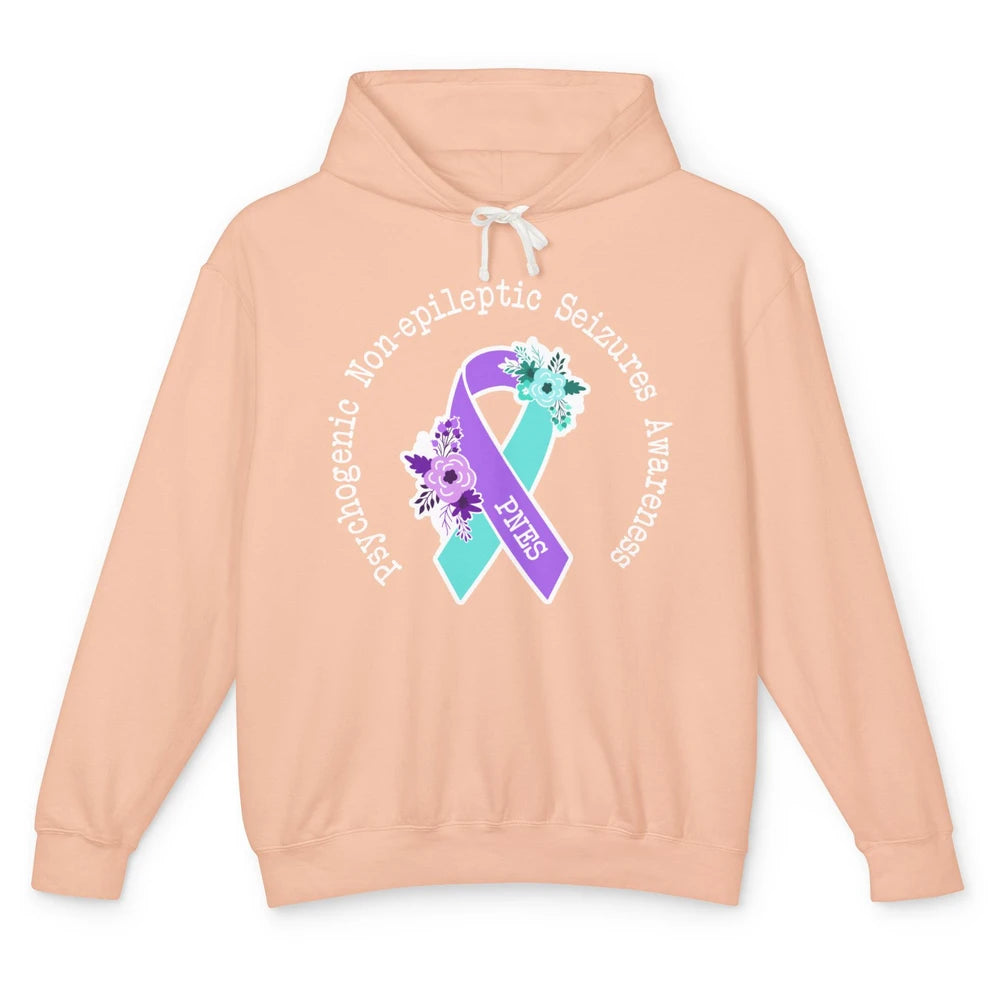 Psychogenic Non-epileptic Seizures PNES Purple Teal Ribbon Unisex Lightweight Hoodie