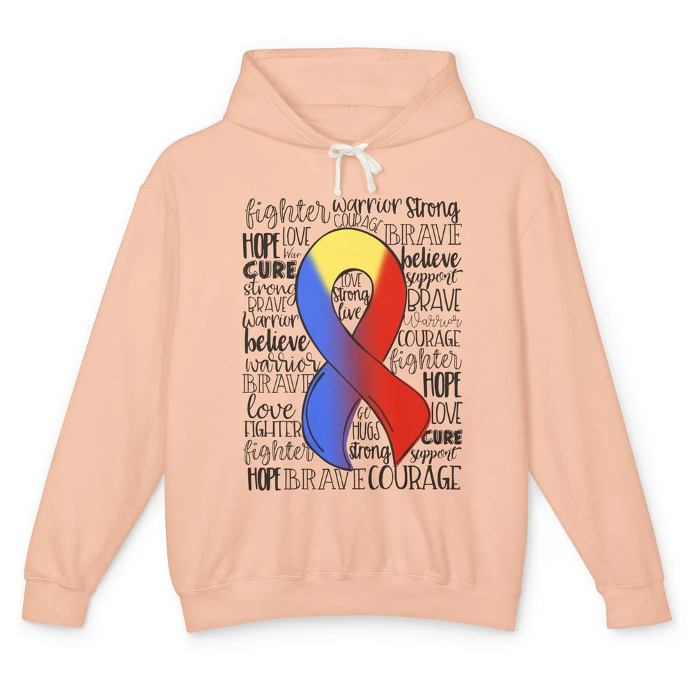 Thoracic Outlet Syndrome Awareness Blue Red Ribbon Hope Love Unisex Lightweight Hoodie