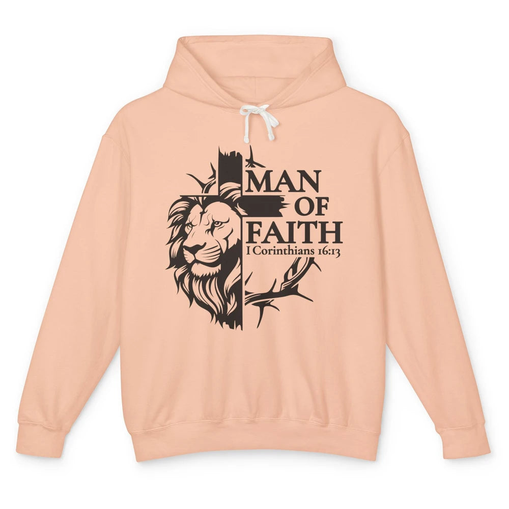 Yeshua Lion Of Judah Man Of Faith Bible Christian Religious Unisex Lightweight Hoodie