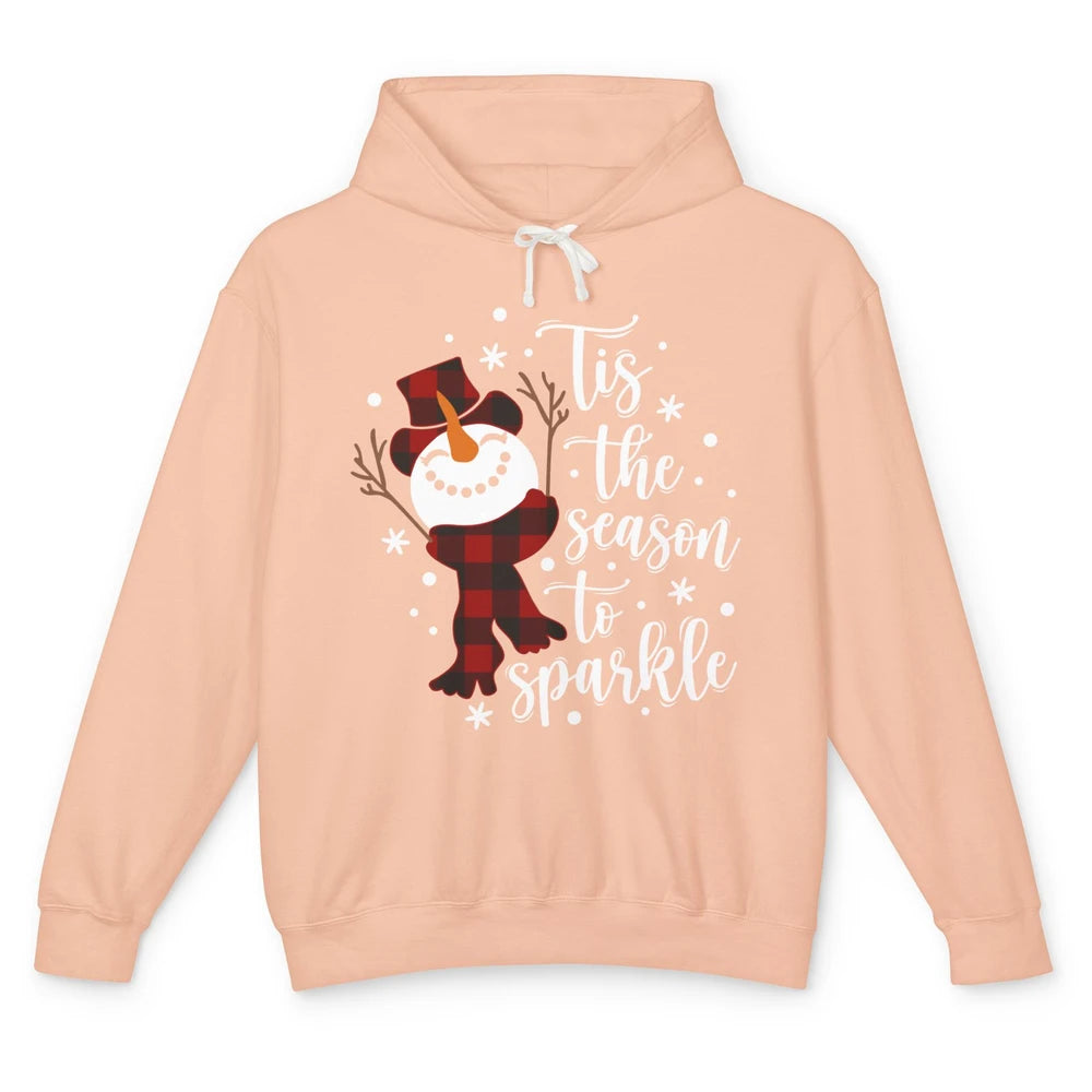 Funny Snowman Tis The Season To Sparkle Merry Christmas Unisex Lightweight Hoodie