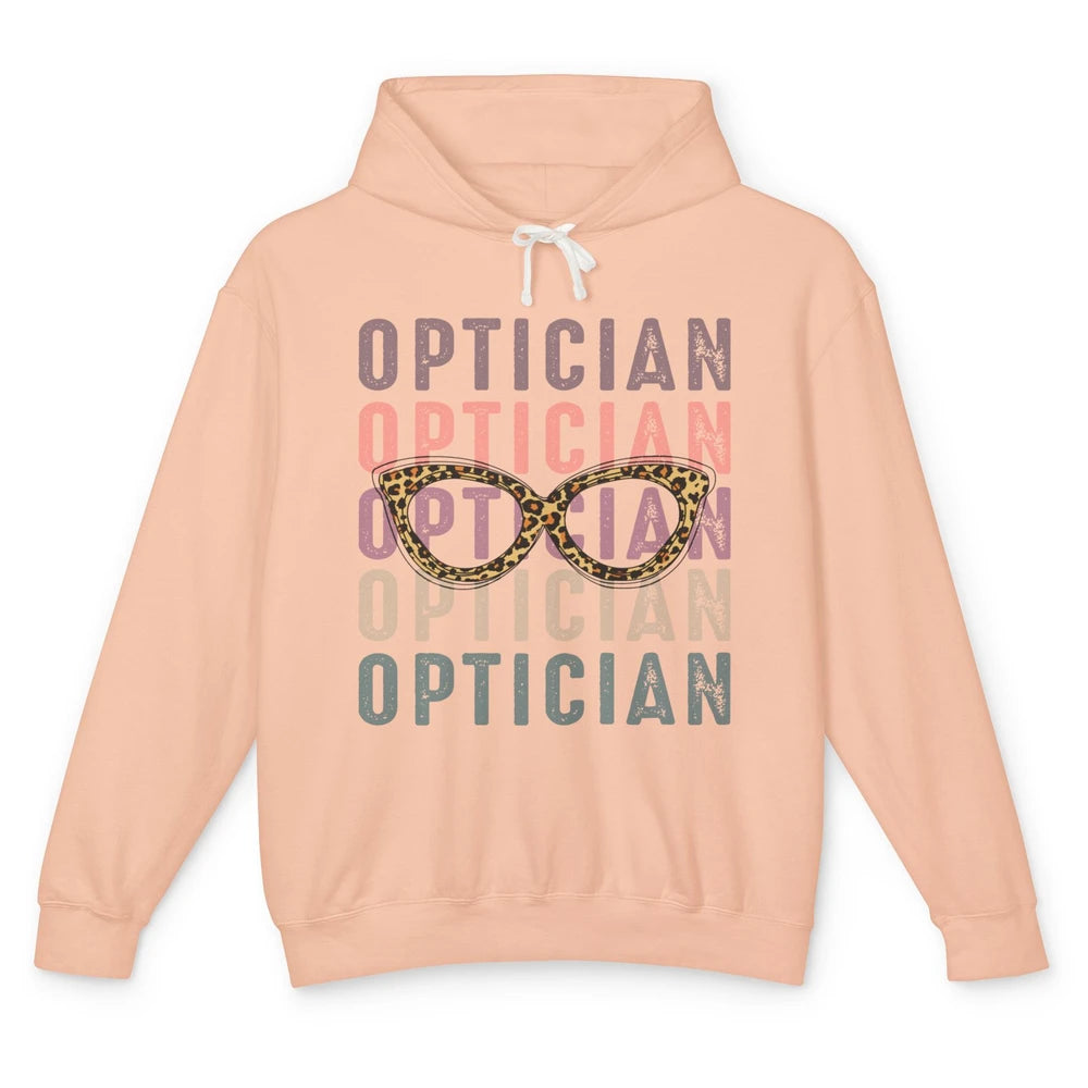 Retro Optometrist Leopard Eyeglasses Optician Ophthalmology Unisex Lightweight Hoodie