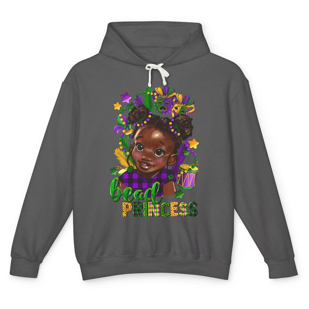 Mardi Gras Bead Princess Black Girl Fat Tuesday New Orleans Unisex Lightweight Hoodie