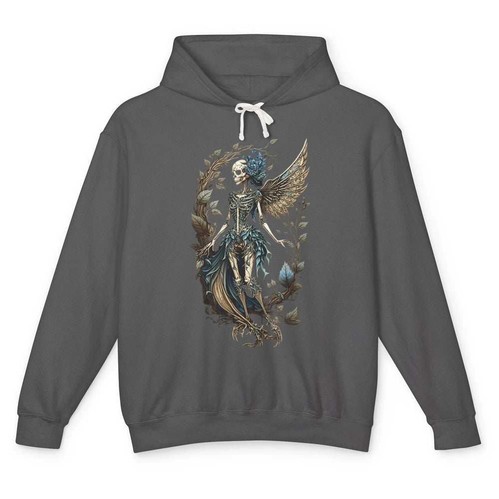 Crescent Fairy Skeleton Witchy Gothic Grunge Halloween Skull Unisex Lightweight Hoodie