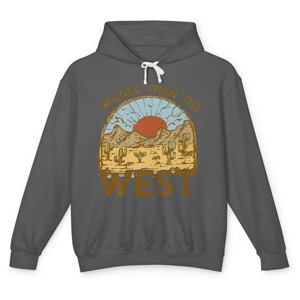 Retro Wilder Than The West Western Country Sunset Desert Unisex Lightweight Hoodie