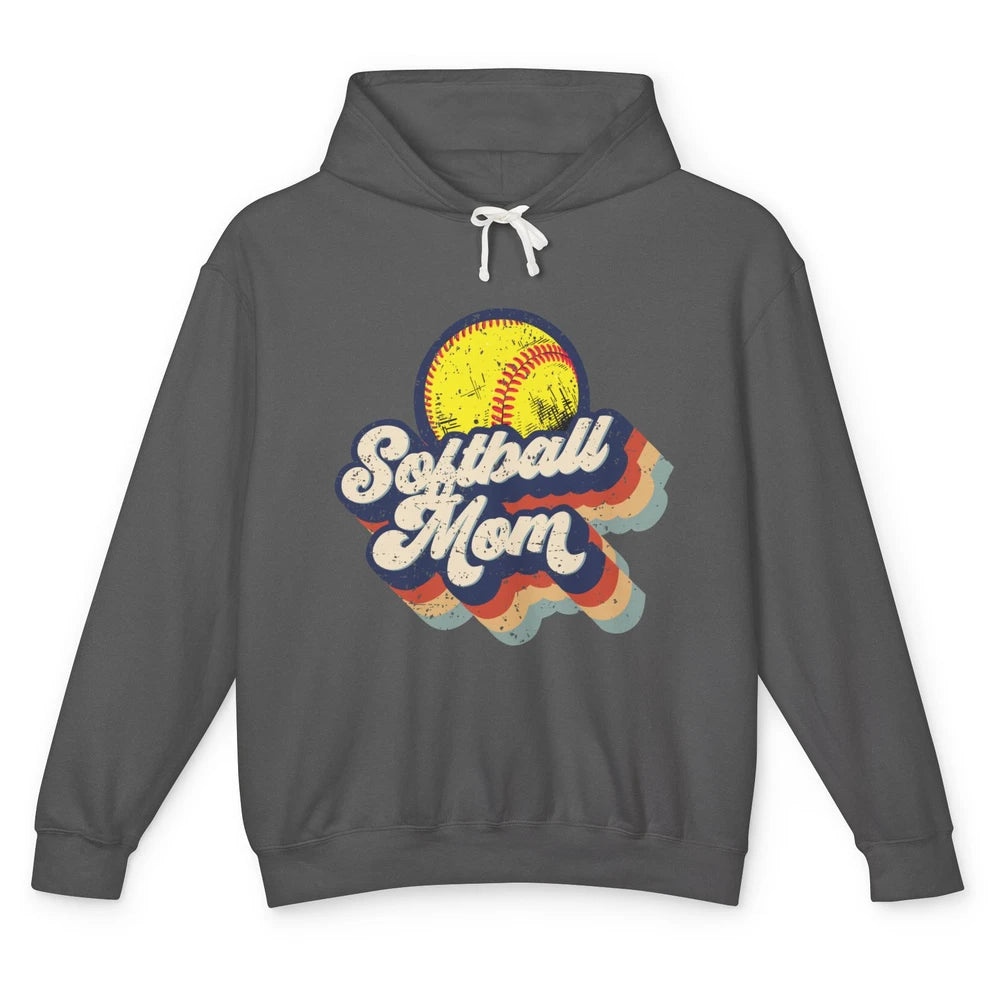 Retro Softball Mom Catcher Pitcher Mothers Softball Player Unisex Lightweight Hoodie