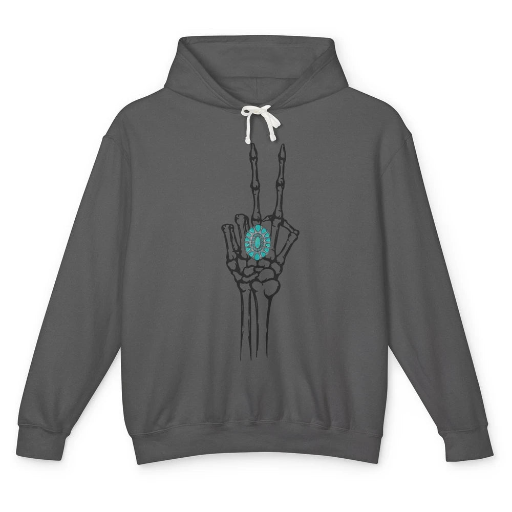 Retro Skeleton Turquoise Ring Western Future Bride Engaged Unisex Lightweight Hoodie