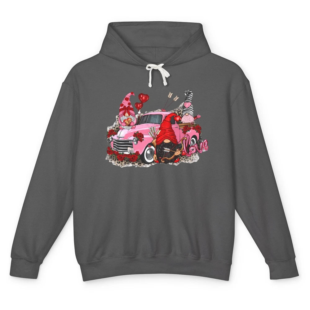 Pink Gnomes Truck Valentines Loads Of Love Western Valentine Unisex Lightweight Hoodie