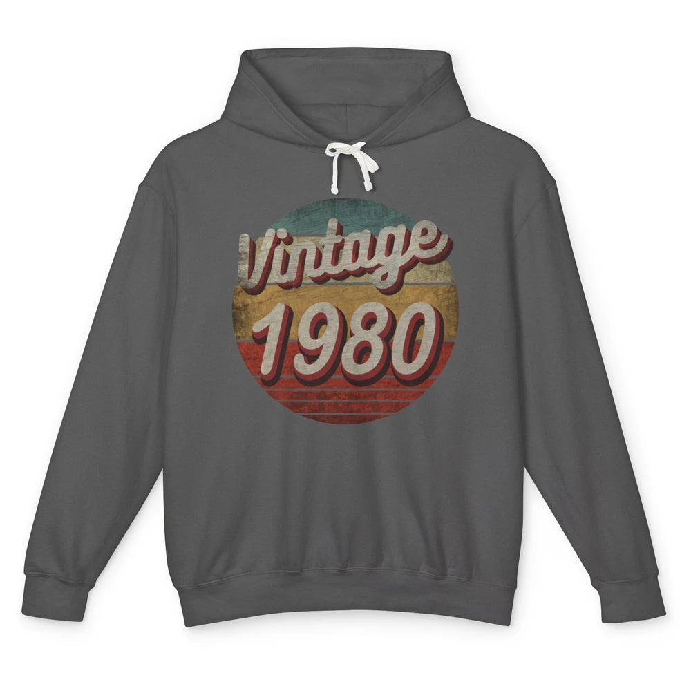 Retro Vintage 1980 Men Women Birthday Gift Born In 1980s Unisex Lightweight Hoodie