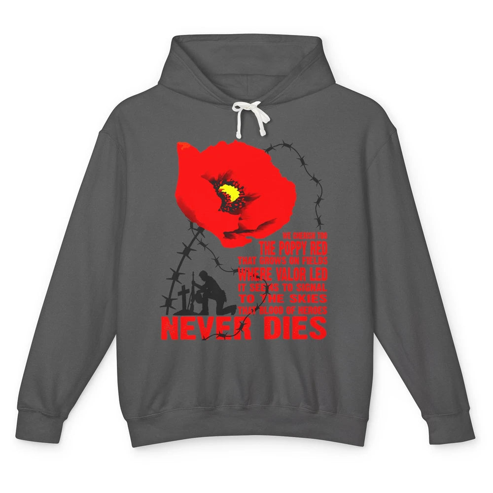 Memorial Day We Cherish Too The Poppy Red US Pride Gift Unisex Lightweight Hoodie