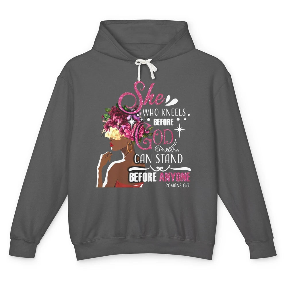 Black Girl She Who Kneels Before God Christian Afro Women Unisex Lightweight Hoodie