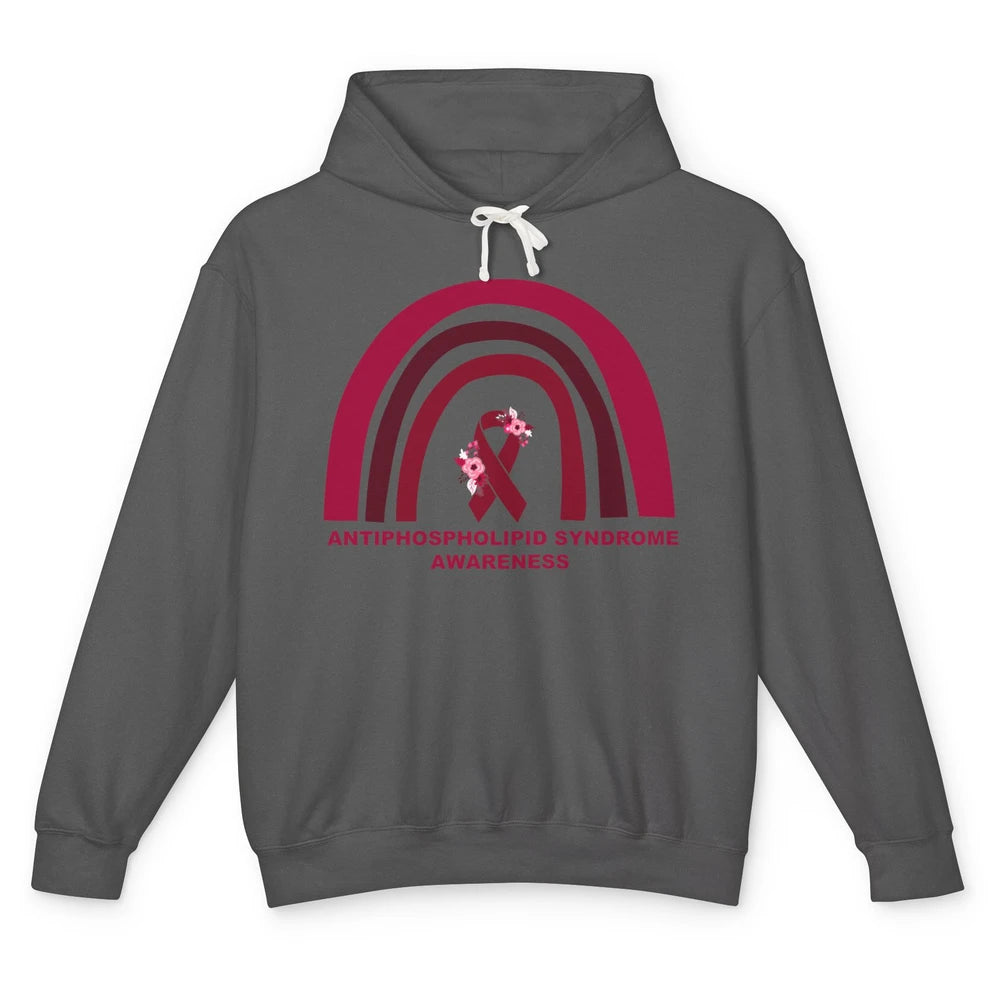 Antiphospholipid Syndrome Awareness APS Burgundy Rainbow Unisex Lightweight Hoodie