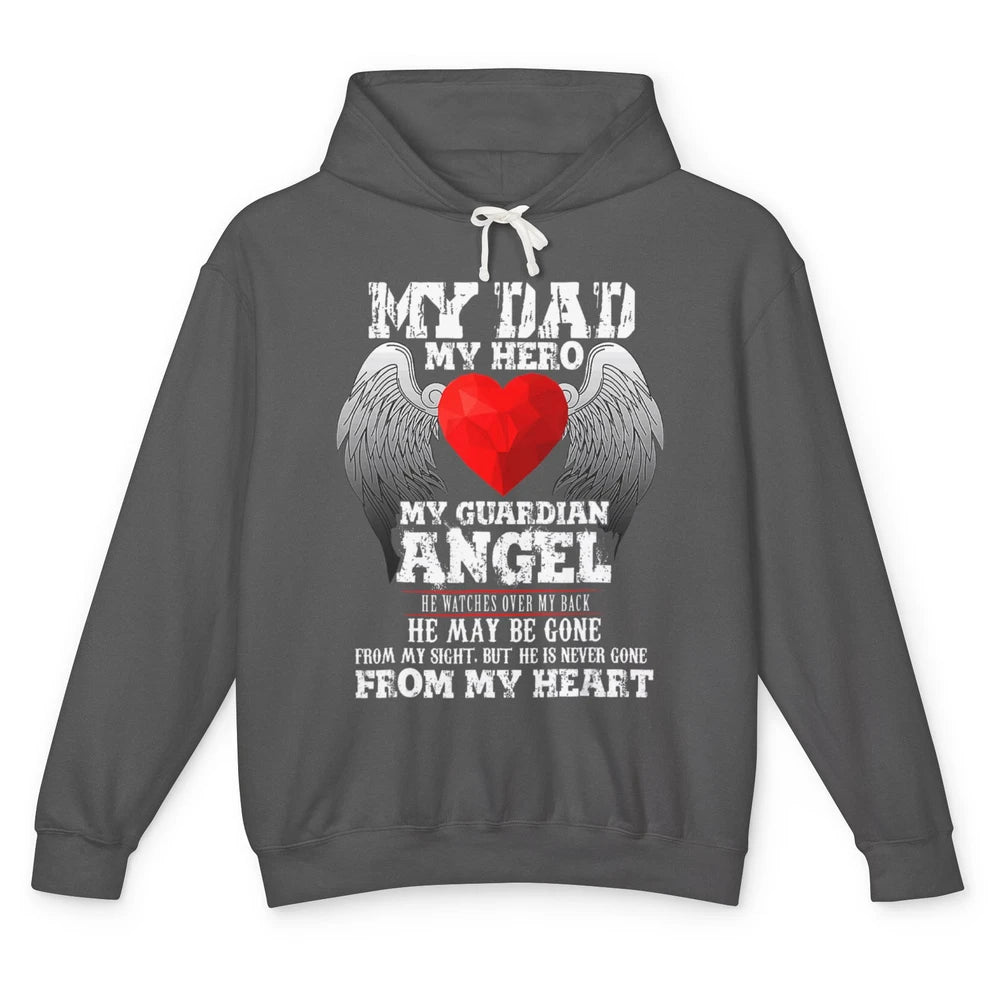 Heaven Beautiful Dad In Heaven Angel Wings Father Guardian Unisex Lightweight Hoodie