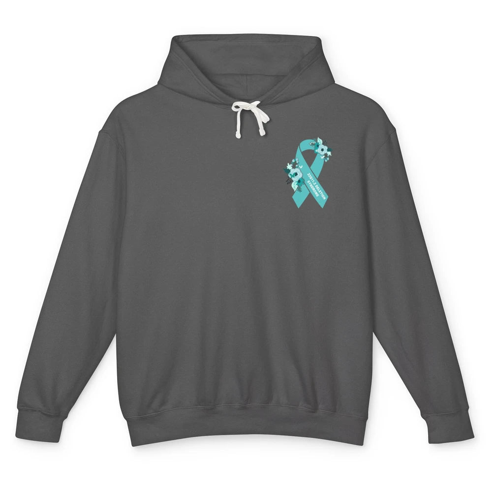 22q11.2 Deletion Syndrome Awareness Floral Teal Rainbow Unisex Lightweight Hoodie