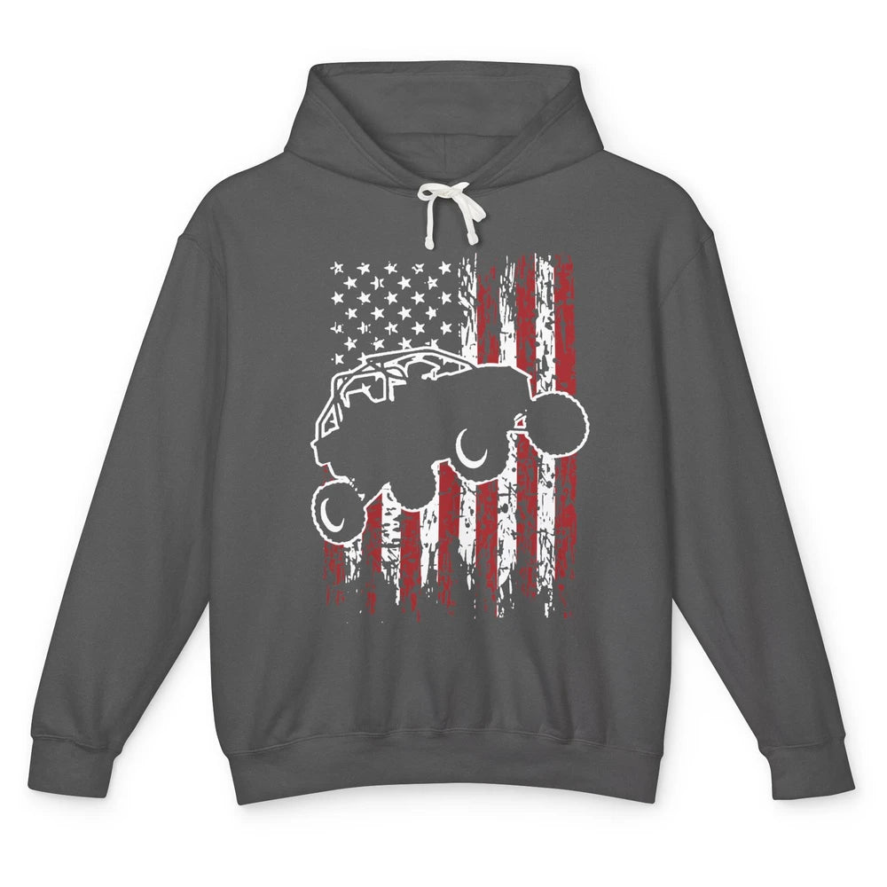 US Flag ATV Side By Side Rider UTV July 4th Racing Patriotic Unisex Lightweight Hoodie