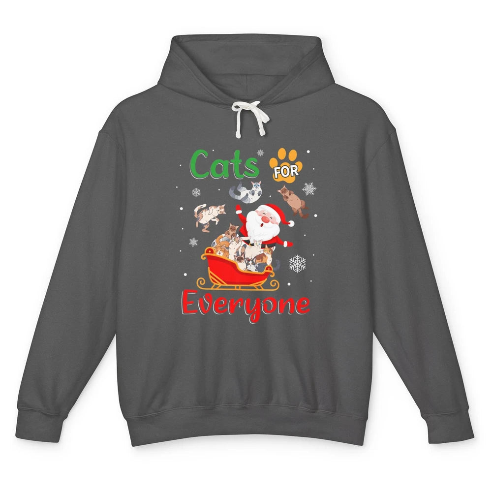 Merry Christmas Cats For Everybody Reindeer Xmas Santa Claus Unisex Lightweight Hoodie