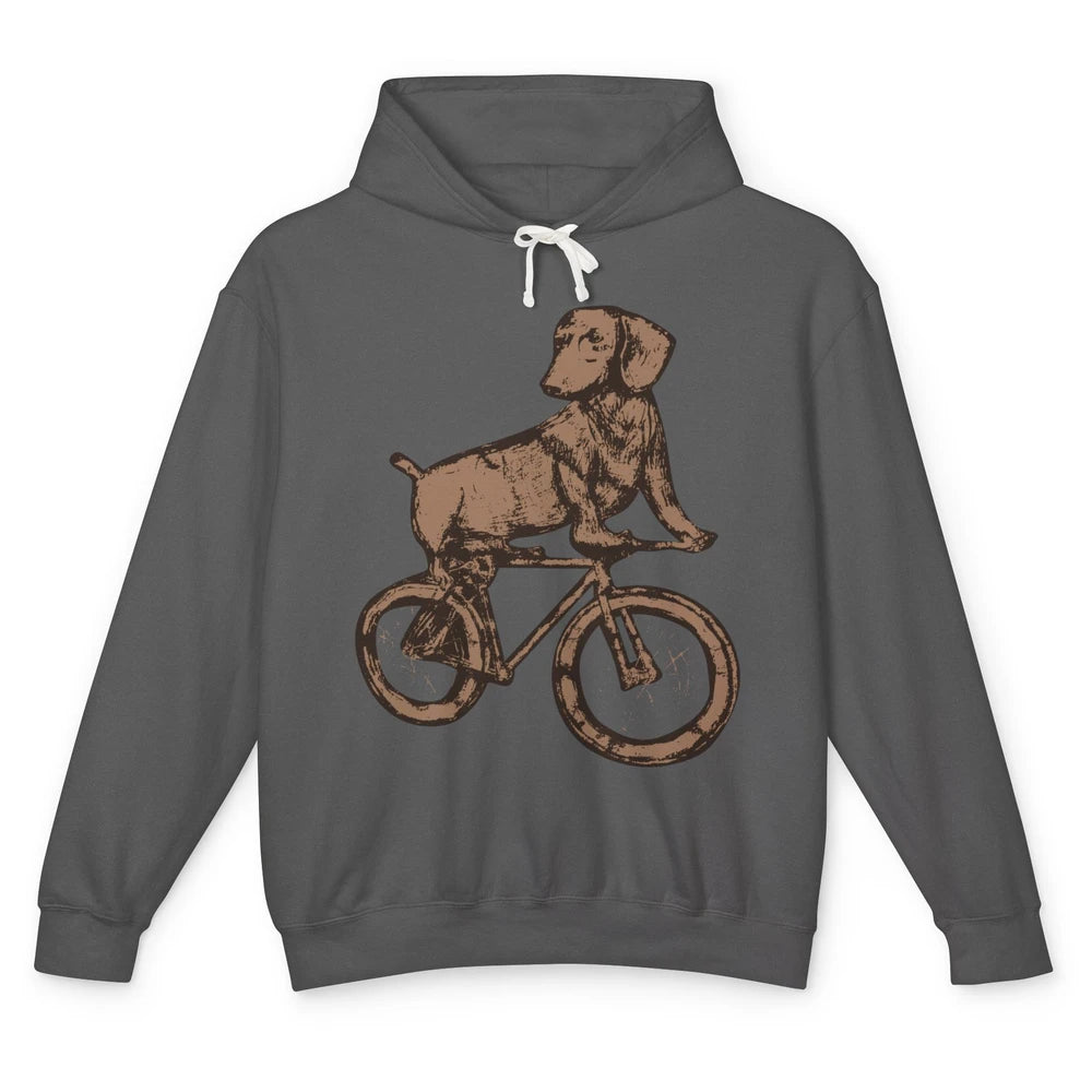 Dachshund On A Bike Funny Dachshund Bicycle Lovers Gift Unisex Lightweight Hoodie